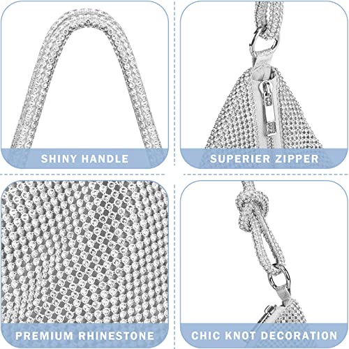 Rhinestone Hobo Bag for Women Chic Sparkly Evening Handbag Clutch Bag Shiny Purse for Party Club Wedding with Earrings