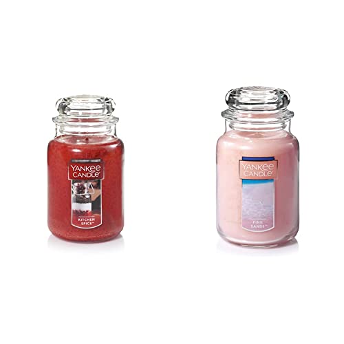 Yankee Candle Kitchen Spice Scented, Classic 22oz Large Jar Single Wick Candle, Over 110 Hours of Burn Time & Pink Sands Scented, Classic 22oz Large Jar Single Wick Candle, Over 110 Hours of Burn Time