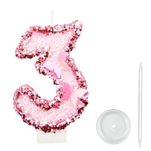 2.8″ birthday number candle glitter happy birthday cake candles for birthday mermaid themed party wedding anniversary celebration supplies