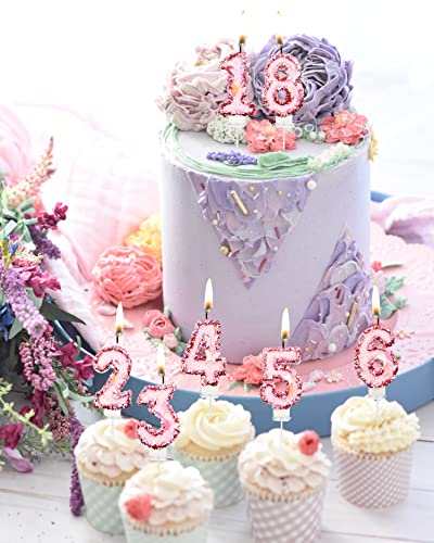 2.8" Birthday Number Candle Glitter Happy Birthday Cake Candles for Birthday Mermaid Themed Party Wedding Anniversary Celebration Supplies