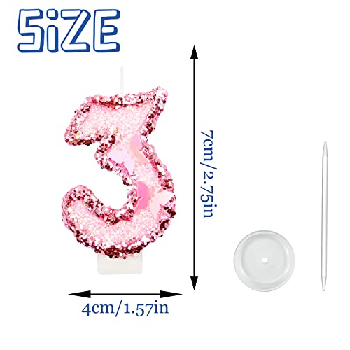 2.8" Birthday Number Candle Glitter Happy Birthday Cake Candles for Birthday Mermaid Themed Party Wedding Anniversary Celebration Supplies