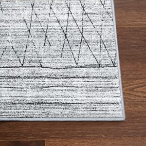 GlowSol Grey Area Rug for Living Room Moroccan Area Rugs 8×10 Boho Throw Indoor Carpet Low Pile Non-Slip Floor Cover Rugs Machine Washable Area Rugs Large Area Rug for Bedroom Nursery Dining Room