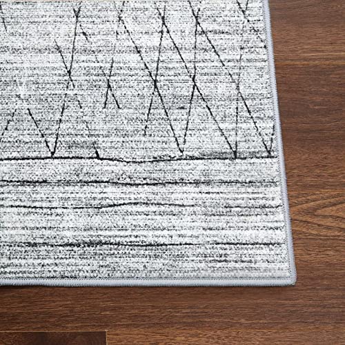 GlowSol Grey Area Rug for Living Room Moroccan Area Rugs 8×10 Boho Throw Indoor Carpet Low Pile Non-Slip Floor Cover Rugs Machine Washable Area Rugs Large Area Rug for Bedroom Nursery Dining Room