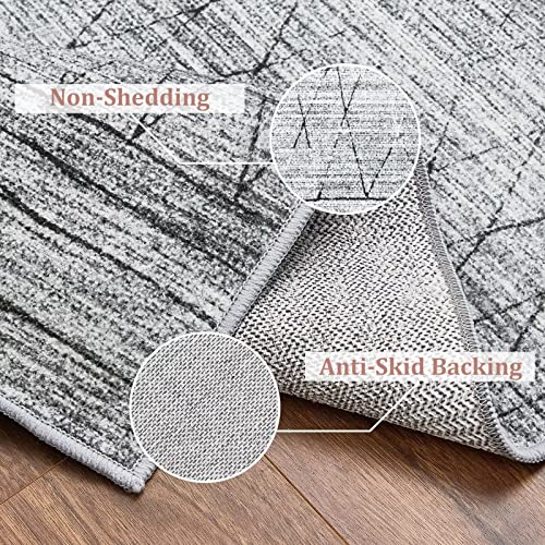 GlowSol Grey Area Rug for Living Room Moroccan Area Rugs 8×10 Boho Throw Indoor Carpet Low Pile Non-Slip Floor Cover Rugs Machine Washable Area Rugs Large Area Rug for Bedroom Nursery Dining Room
