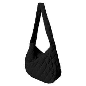 joyart women’s tote bag-casual quilted bag fashion crossbody shoulder bag with zipper for office, travel, school-black
