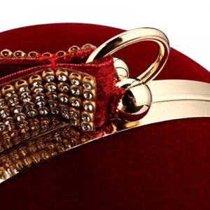 Velvet Evening Clutch Round Party Handbag Shoulder Bag Wedding Handbag Ball Clutch Purses for Women (Wine Red)