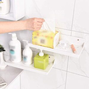 XJJZS Bathroom Organizers Adhesive Shelf Storage with Towel Bar, Wall Mounted Floating Shelves Corner Suction