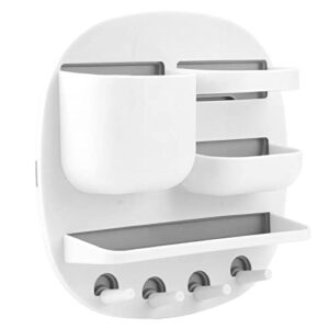 wall mount shelf accessories organizer self-stick bedside storage organizer for earphone, cell phone next to bed & table dorm(white)