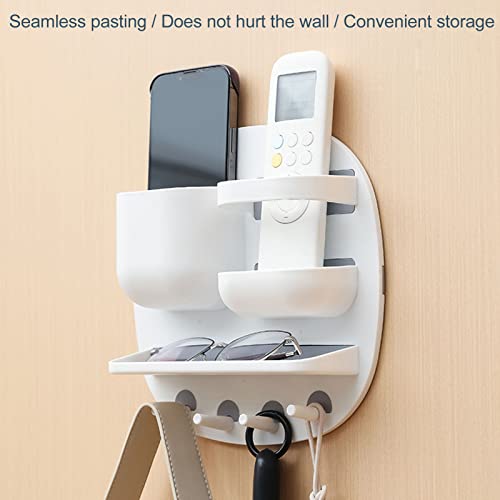 Wall Mount Shelf Accessories Organizer Self-Stick Bedside Storage Organizer for Earphone, Cell Phone Next to Bed & Table Dorm(White)