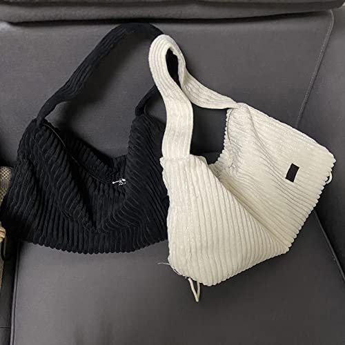 Ulisty Women Corduroy Large Capacity Shoulder Bag Wide Strap Hobo Bag Casual Underarm Bag Handbag khaki