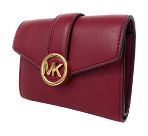 michael kors carmen medium flap wallet (leather, mulberry)