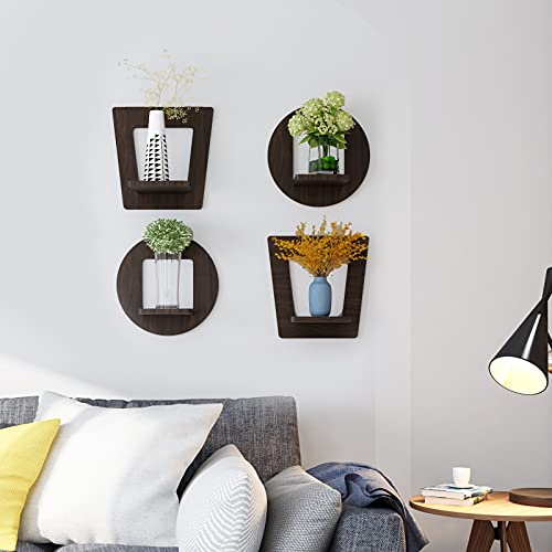 JOLLYMER 4 Pack Floating Wall Shelves for Living Room, Bedroom, Bathroom, Kitchen