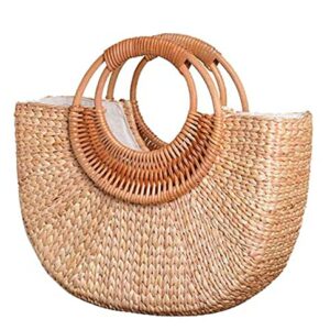 Women Girl Tote Bag Straw Hobo Handbag Fashion Woven Top Handle Bag Shoulder Bag Beach Purse Moon Bag Bucket Bag 2023 Summer