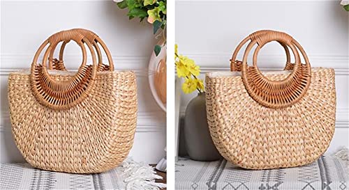 Women Girl Tote Bag Straw Hobo Handbag Fashion Woven Top Handle Bag Shoulder Bag Beach Purse Moon Bag Bucket Bag 2023 Summer