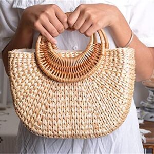 Women Girl Tote Bag Straw Hobo Handbag Fashion Woven Top Handle Bag Shoulder Bag Beach Purse Moon Bag Bucket Bag 2023 Summer