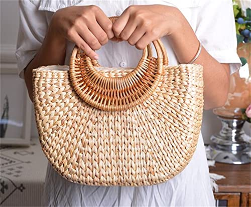 Women Girl Tote Bag Straw Hobo Handbag Fashion Woven Top Handle Bag Shoulder Bag Beach Purse Moon Bag Bucket Bag 2023 Summer