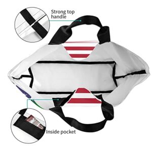 American Flag And Italian Flag Tote Storage Bag Women'S Big Capacity Shopping Shoulder Bag With Inner Pocket