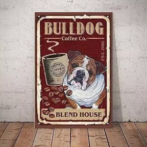 bulldog metal tin sign bulldog coffee co. blend house retro funny poster cafe living room kitchen dining room bathroom home art wall decoration plaque gift