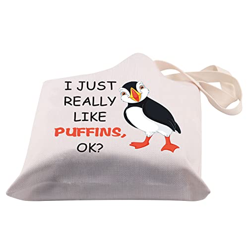 BDPWSS Puffins Gift Puffin Seabird Lover Gift Ornithology Birding Bird Watching Gift I Just Really Like Puffins Tote Bag (Just Like Puffins TG)