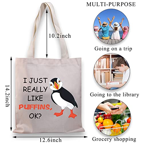 BDPWSS Puffins Gift Puffin Seabird Lover Gift Ornithology Birding Bird Watching Gift I Just Really Like Puffins Tote Bag (Just Like Puffins TG)