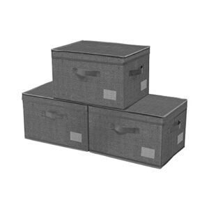 dovamy large storage bins with lids, foldable decorative storage boxes, shelf organizer for closet, storage baskets, 15.7”l x 11.8”w x 9.8”h, dark gray bdr0301