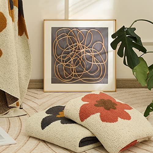 GunziStreet Blanket Throw Big Flower Pattern Fuzzy Warm Fleece Microfiber for Couch Chairs Sofa Baby Home Decorative All Season (Chen Red, 47'' x 59'')