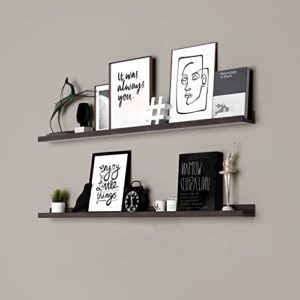 jollymer floating shelves for wall collage, picture ledge shelves, 48-inch, set of 2, espresso