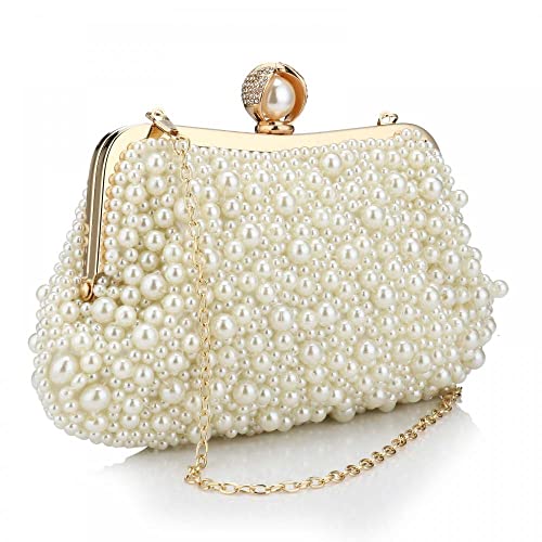 Women Pearl Clutch Purses Beaded Bag Evening Handbags for Wedding Party