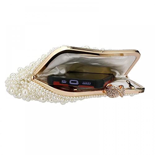 Women Pearl Clutch Purses Beaded Bag Evening Handbags for Wedding Party