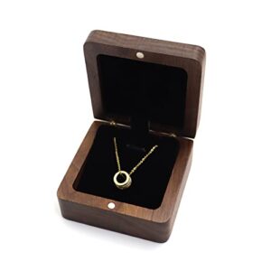 dshom natural walnut wooden necklace gift box pendant storage case jewelry display box for anniversary propose christmas