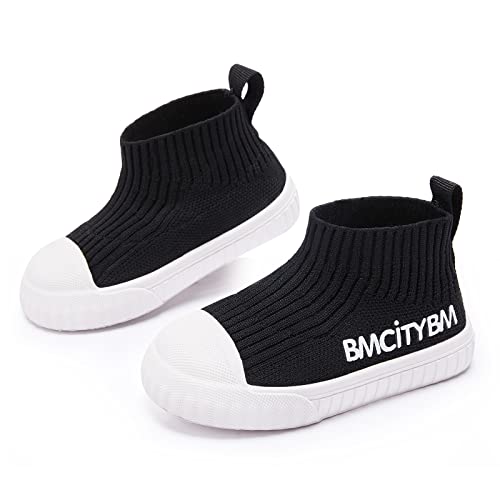 BMCiTYBM Baby Walking Shoes First High Top Mesh Boots Boy Girl Walker Infant Sock Sneakers Breathable 6 9 12 16 18 20 24 Months Black Size 6-12 Months Infant