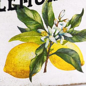 6 Inches Square Distressed White Wooden Lemon Box Sign (Fresh lemonade - yellow)