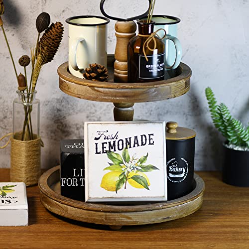 6 Inches Square Distressed White Wooden Lemon Box Sign (Fresh lemonade - yellow)