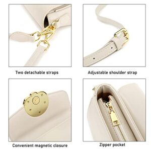 LL LOPPOP Small Stylish Designer Purses Crossbody Bags, Mini Shoulder and Evening Bag for Women with Wide Strap 204102 White