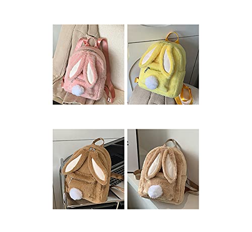 FVGWTVS Plush Bunny Ears Backpack, Girls Cute Backpack Mini Fluffy Plush Rabbit Travel Backpack Shoulder Bag Satchel