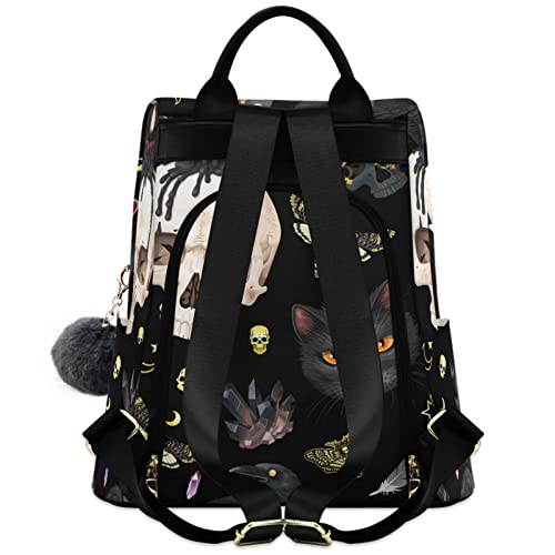 MNSRUU Women Backpack Purse Goth Skull Moth Backpack for Women Anti-theft Shoulder Bag Carry On Backpack Lightweight Rucksack Fashion Travel Ladies Bags