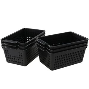 annkkyus 6-pack plastic storage basket, small organizer bins, black