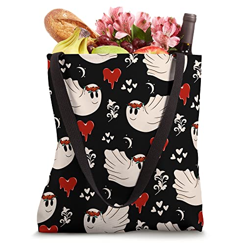 Valentine Retro Ghost Pastel Goth Emo Style Melting Heart Tote Bag