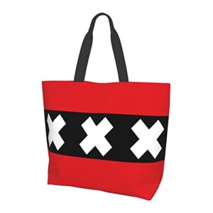 Amsterdam City Flag Tote Storage Bag Women'S Big Capacity Shopping Shoulder Bag With Inner Pocket