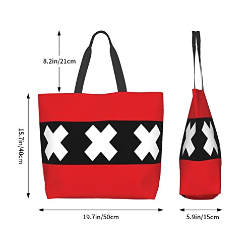 Amsterdam City Flag Tote Storage Bag Women'S Big Capacity Shopping Shoulder Bag With Inner Pocket