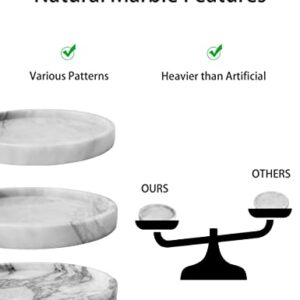 Natural Marble Round Vanity Tray 10", Decorative Tray for Bathroom Kitchen, Jewelry Ring Dish Holder, Perfume Organizer