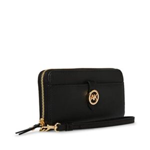 Anne Klein Womens Ak zip around wallet, Black/Black, One Size US