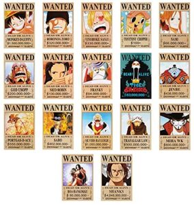 one piece wanted posters 42x29cm 17pcs straw hat pirates crew luffy 1.5 billion collection birthday gifts