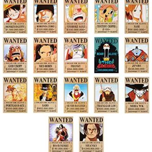 One Piece Wanted Posters 42x29cm 17Pcs Straw Hat Pirates Crew Luffy 1.5 Billion Collection Birthday Gifts