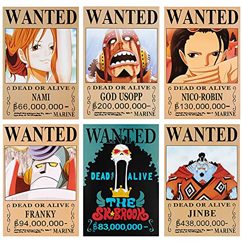 One Piece Wanted Posters 42x29cm 17Pcs Straw Hat Pirates Crew Luffy 1.5 Billion Collection Birthday Gifts