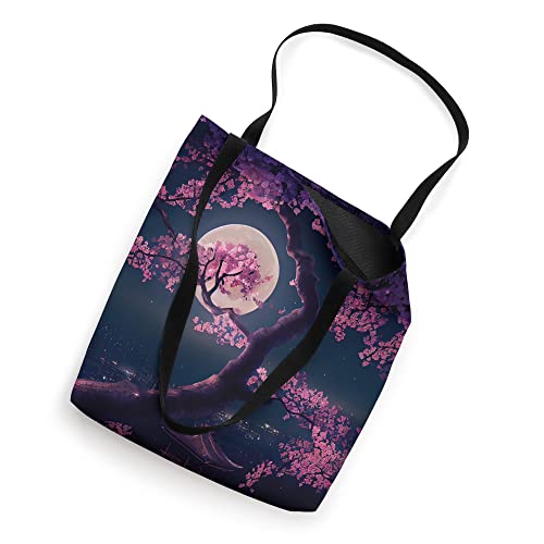 Japanese Cherry Blossom Sakura Flower Tree Floral Moon Japan Tote Bag