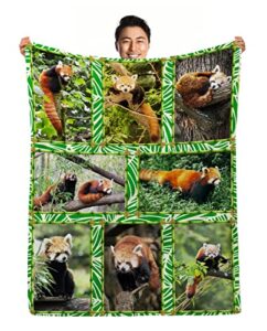 red panda blanket gifts, 30″x40″ red panda throw soft flannel blanket for kids adults, warm lightweight cozy fuzzy plush red panda lover gifts for bed couch