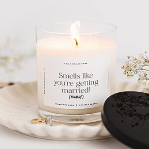 engagement candle, smells like you’re getting married, finally, lavender lemongrass handmade scent, 100% natural soy wax blend, 75 hr burn, gift for her, couples, elope party, friends, usa made