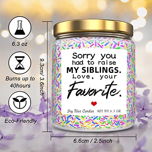 Candle Gifts for Mom Dad Parents - Sorry You Had to Raise My Siblings, Love, Your Favorite - Humor Mother's Day Father's Day Gifts for Mom Dad Parents