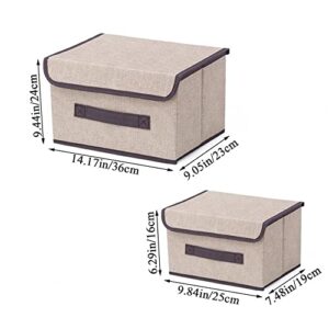 Ornament Storage, Foldable Storage Bins with Lids, Holiday Storage Containers, Clothing Underwear Storage Box, Non-Woven Fabric(S,Beige)